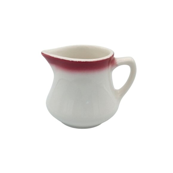 Creamer Pitcher Homer Laughlin Best China White Red Porcelain Vintage Serveware - Picture 1 of 15